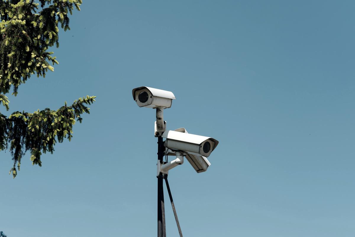 CCTV security cameras mounted on a pole